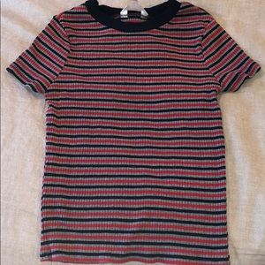 Red gray and navy striped shirt (only worn once)